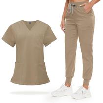 Conjunto de esfoliantes VIAOLI Scrubs para mulheres com decote em V com 8 bolsos