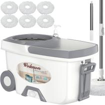 Conjunto de esfregões e baldes Sistema Wodemom Spin Mop com 6 recargas