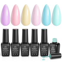 Conjunto de esmalte em gel Beetles Pastel 6 Colors UV Lamp 21 dias ou mais Conjunto de esmalte em gel Beetles Pastel 6 Colors UV Lamp 21 dias ou mais