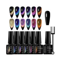 Conjunto De Esmalte Gel Magnético 9D Cat Eye Com 8 Peças, Fórmula Removível Com Bastão Magnético