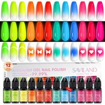 Conjunto de esmaltes Airbrush Gel SAVILAND No Dilution 12 cores Conjunto de esmaltes Airbrush Gel SAVILAND No Dilution 12 cores
