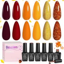 Conjunto de esmaltes Beetles Fall Gel 6 cores: vermelho, laranja, marrom