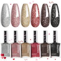 Conjunto de Esmaltes Beetles Glitter - 6 Cores com Secagem Rápida