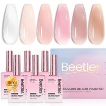 Conjunto de esmaltes Beetles Jelly Gel 6 cores, 15 ml, sem hema