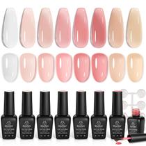 Conjunto de esmaltes Beetles Jelly Gel 8 cores nude rosa branco
