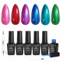 Conjunto de esmaltes beetles Pearl Gel 6 cores Mystic Flow Swirl