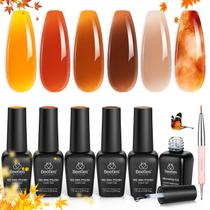 Conjunto de esmaltes besouros Fall Gel Amber Chic Jelly 6 cores Conjunto de esmaltes besouros Fall Gel Amber Chic Jelly 6 cores