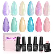Conjunto de esmaltes besouros Glitter Gel Pastel 6 cores para mulheres