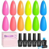 Conjunto de esmaltes besouros Neon Gel Bright Rainbow 6 cores