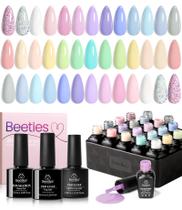 Conjunto de Esmaltes Besouros Pastel - 23 Unidades com Base e Top Coat