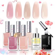 Conjunto de esmaltes besouros Pink Jelly Nude Pink 5 cores