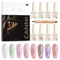 Conjunto de esmaltes CANNI Cat Eye Gel 9 mL x 8 com ímã e camada base