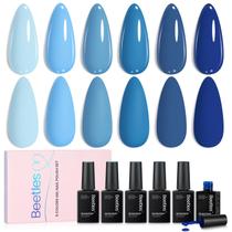 Conjunto de esmaltes de gel, besouros, azul, 6 cores, claro, bebê, azul marinho escuro