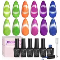 Conjunto de esmaltes de gel besouros Cat Eye 6 cores Summer Neon