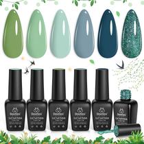 Conjunto de esmaltes de gel: besouros, primavera, 6 cores, verde, azul