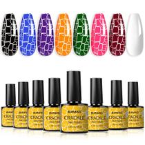 Conjunto de esmaltes de gel BURANO Crackle 7 cores + lâmpada UV branca