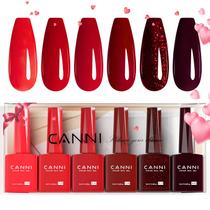 Conjunto de esmaltes de gel CANNI, 6 unidades, 9 ml, vermelho escuro, bordô, sem hema-hema