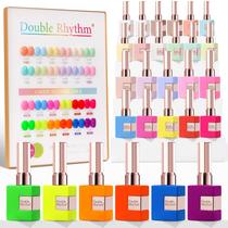 Conjunto de esmaltes de gel Double Rhythm, 28 unidades, 15 ml, Candy Neon