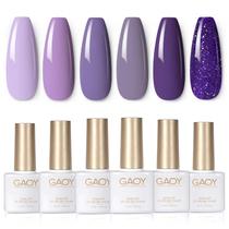 Conjunto de esmaltes de gel GAOY Purple 6 cores Glitter Soak Off Conjunto de esmaltes de gel GAOY Purple 6 cores Glitter Soak Off