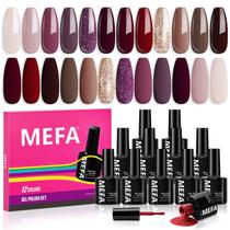 Conjunto de esmaltes de gel MEFA, 12 cores, vermelho, champanhe, ouro Conjunto de esmaltes de gel MEFA, 12 cores, vermelho, champanhe, ouro