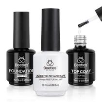 Conjunto de esmaltes de gel para unhas Beetles Base Top Coat 15 ml com látex