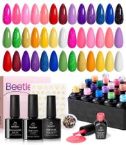 Conjunto de esmaltes de gel para unhas Beetles de 20 cores com adesivos e strass