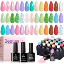 Conjunto de esmaltes de gel para unhas Beetles de 20 cores com camada de base