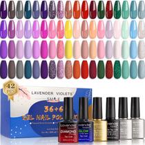 Conjunto de esmaltes de gel para unhas Lavender Violets C951 com 36 cores, 42 unidades