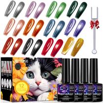 Conjunto de esmaltes de gel YEPYEPGO Cat Eye 12 cores de veludo Conjunto de esmaltes de gel YEPYEPGO Cat Eye 12 cores de veludo