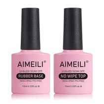 Conjunto de Esmaltes em Gel AIMEILI com Base Borracha e Top Coat Sem Limpeza Conjunto de Esmaltes em Gel AIMEILI com Base Borracha e Top Coat Sem Limpeza