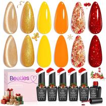 Conjunto de esmaltes em gel Beetles Daring Glow 6x7,5 ml em ouro vermelho