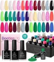 Conjunto de Esmaltes em Gel Beetles Glitter - 23 Unidades com Base e Top Coat