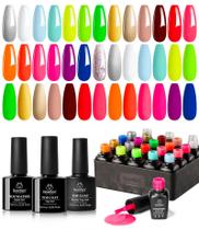Conjunto de esmaltes em gel Beetles Neon Kit 20 cores com camada superior básica