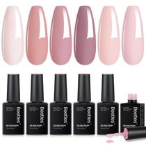 Conjunto de Esmaltes em Gel Beetles Nude Rosa Claro 6 Cores 7,5ml