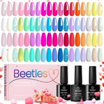 Conjunto de Esmaltes em Gel Beetles Pastel - 39 Unidades com Base e Top Coat