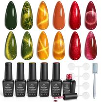 Conjunto de Esmaltes em Gel Besouros Cat Eye Autumn Oasis - 6 Cores
