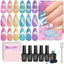 Conjunto de Esmaltes em Gel Besouros Spring - 6 Cores com Glitter e Efeito Olho de Gato