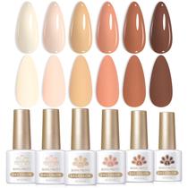 Conjunto de Esmaltes em Gel Born Pretty - 6 Cores Nude, Marrom e Rosa - 10ml cada