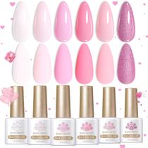 Conjunto de Esmaltes em Gel Born Pretty - 6 Cores Nude, Rosa e Branco - 7ml cada Conjunto de Esmaltes em Gel Born Pretty - 6 Cores Nude, Rosa e Branco - 7ml cada