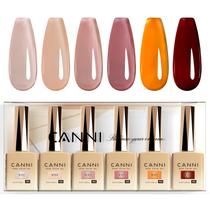 Conjunto de esmaltes em gel CANNI 6 cores, 9 ml, sem hema-hema, marrom gelatinoso