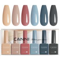 Conjunto de Esmaltes em Gel CANNI 6 Cores (9ml) - Sem Hema - Tons Marrom e Nude