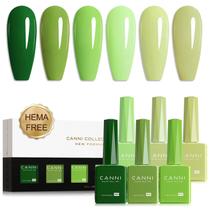 Conjunto de esmaltes em gel CANNI Green 6 cores 9 mL Soak Off UV/LED Conjunto de esmaltes em gel CANNI Green 6 cores 9 mL Soak Off UV/LED