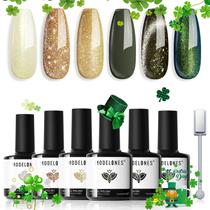Conjunto de Esmaltes em Gel com 6 Cores e Ímã - Tema St. Patrick Conjunto de Esmaltes em Gel com 6 Cores e Ímã - Tema St. Patrick