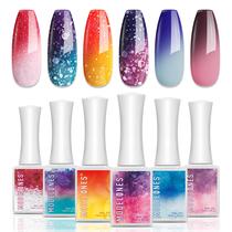 Conjunto de Esmaltes em Gel com 6 Cores que Mudam de Cor - 10ml cada