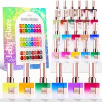 Conjunto de esmaltes em gel Double Rhythm, 28 unidades de geleia de néon de 15 ml Conjunto de esmaltes em gel Double Rhythm, 28 unidades de geleia de néon de 15 ml