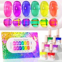 Conjunto de esmaltes em gel Double Rhythm, 6 unidades, 15 ml, Soak Off Jelly Neon