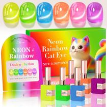 Conjunto de esmaltes em gel Double Rhythm Cat Eye 15 mL x 6 Neon