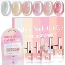 Conjunto de esmaltes em gel Double Rhythm Cat Eye 15 mL x 6 (prata)