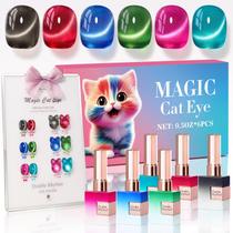 Conjunto de esmaltes em gel Double Rhythm Cat Eye 15 mL x 6 (preto, vermelho, verde, azul marinho)