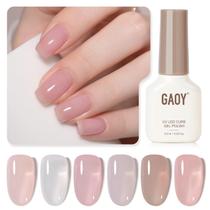 Conjunto de Esmaltes em Gel GAOY Jelly Nude Milky White - 6 Cores